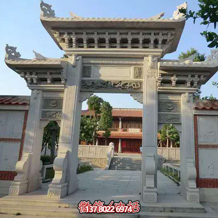 精美大理石石雕景區園林，大型門樓牌坊雕塑