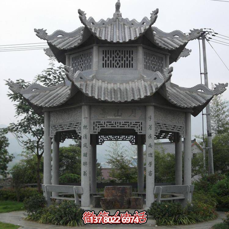 仿古青石涼亭，美觀大方，雕塑精美