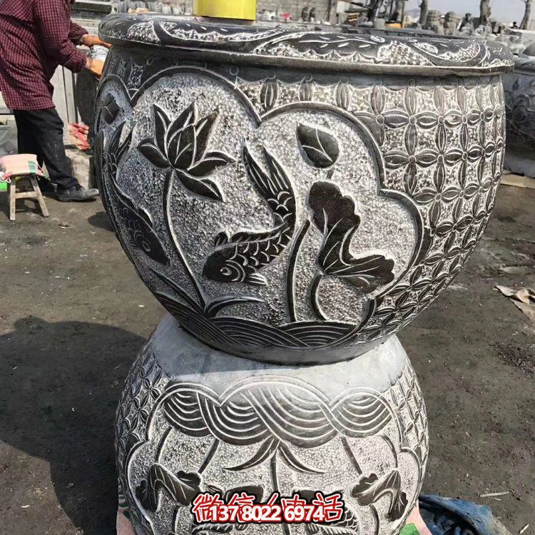 古典中式仿古石雕花盆，為您的庭院增添古風雅致